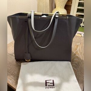 Fendi Dark Gray Tote with Gold Accents